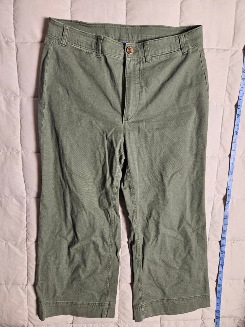 Old Navy Wide Leg Pants Olive Green Womens 10 Petite Flat Front
